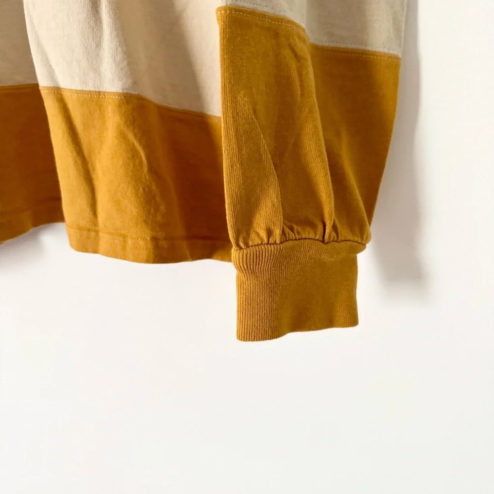 Madewell Striped Rugby Polo Shirt Amber Gold Size M - Picture 7 of 11